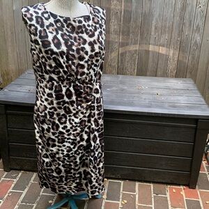 Tiana B leopard print dress stretch sleeveless sheath